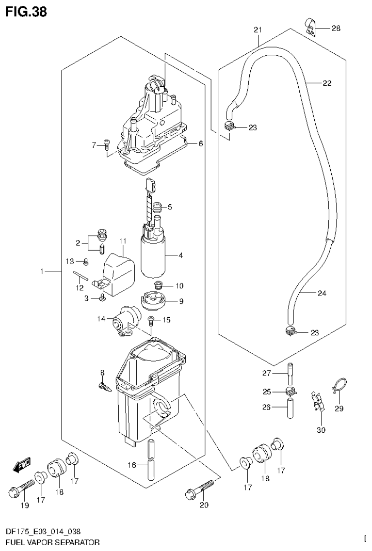 Suzuki DF175ZG FUEL VAPOR SEPARATOR parts diagram